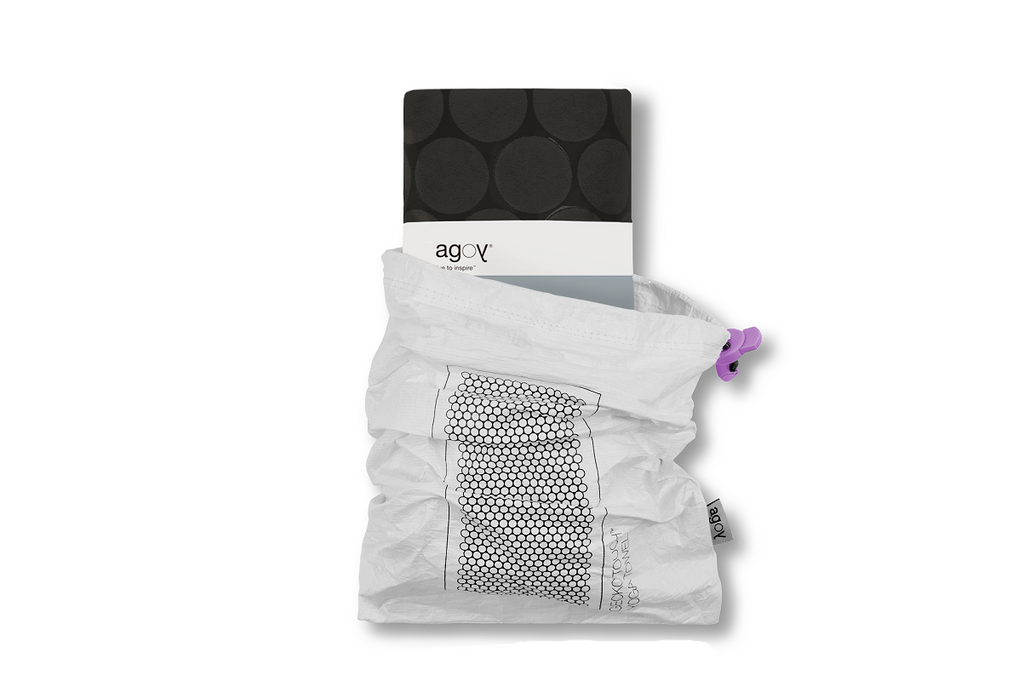 The GECKO TOUCH – Nightfall yoga towel features a simple yet elegant symmetrical circular pattern made of tactile silicone, offering a unique wet/dry grip. It comes with a sleek black graphite base with contrasting colored stitching and is made using an eco-friendly, dye-free process.